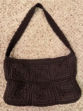 The Sak Mini Crochet Shoulder Bag in Chocolate Brown